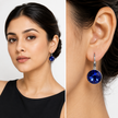 Round Rivoli Lever-Back Drop Earrings - Navy Blue