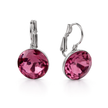Round Rivoli Lever-Back Drop Earrings - Plum