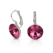 Round Rivoli Lever-Back Drop Earrings - Plum