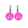 Round Rivoli Lever-Back Drop Earrings - Fuchsia