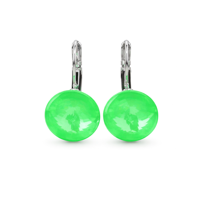 Round Rivoli Lever-Back Drop Earrings - Gold