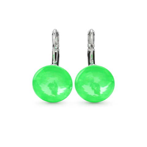 Round Rivoli Lever-Back Drop Earrings - Gold