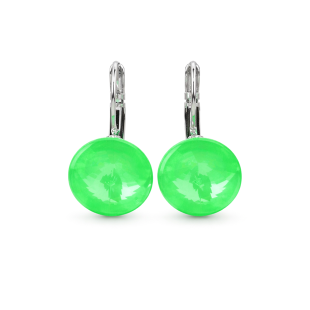 Round Rivoli Lever-Back Drop Earrings - Gold