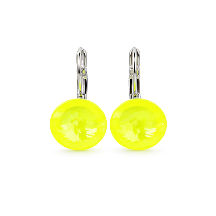 Round Rivoli Lever-Back Drop Earrings - Yellow