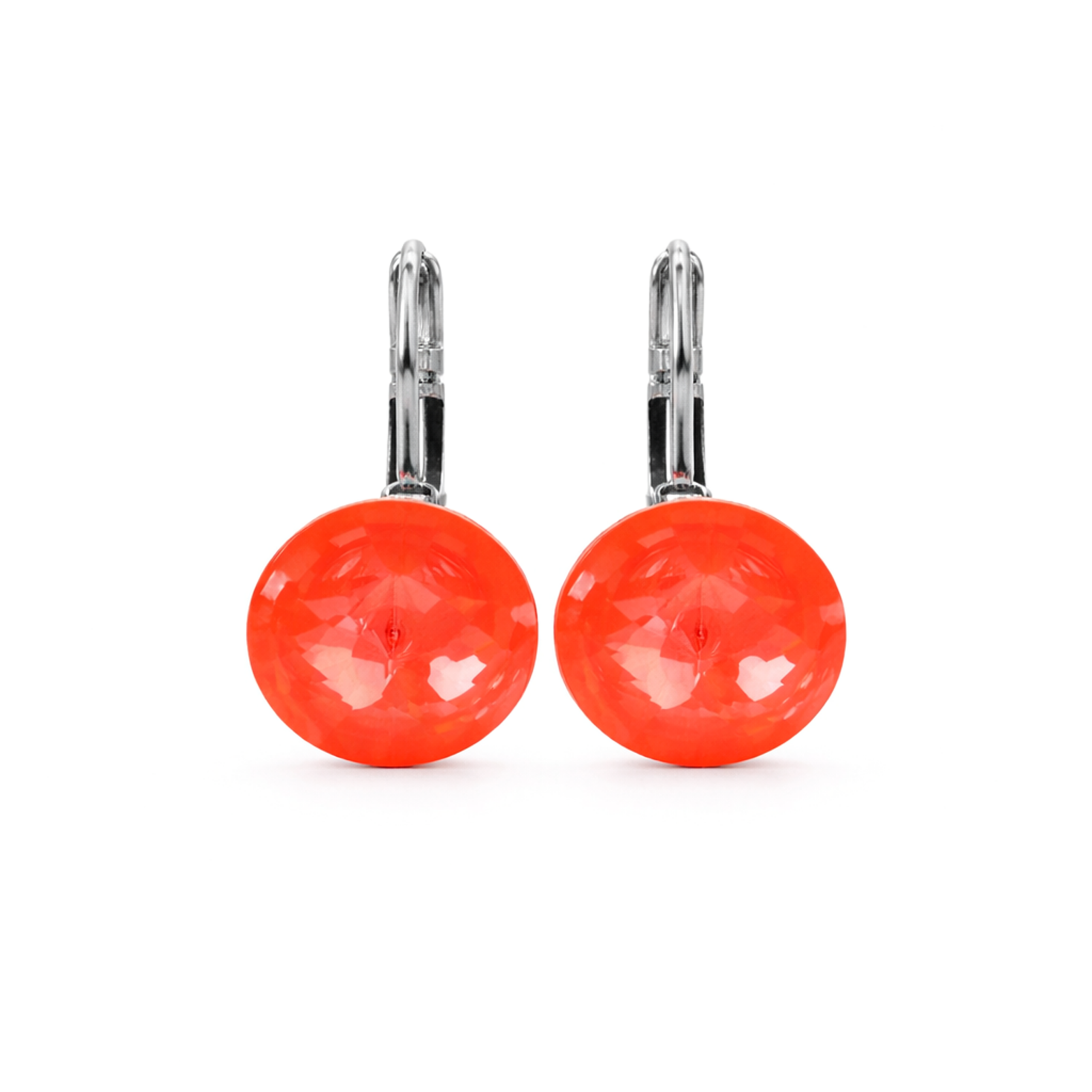 Round Rivoli Lever-Back Drop Earrings - Oragne