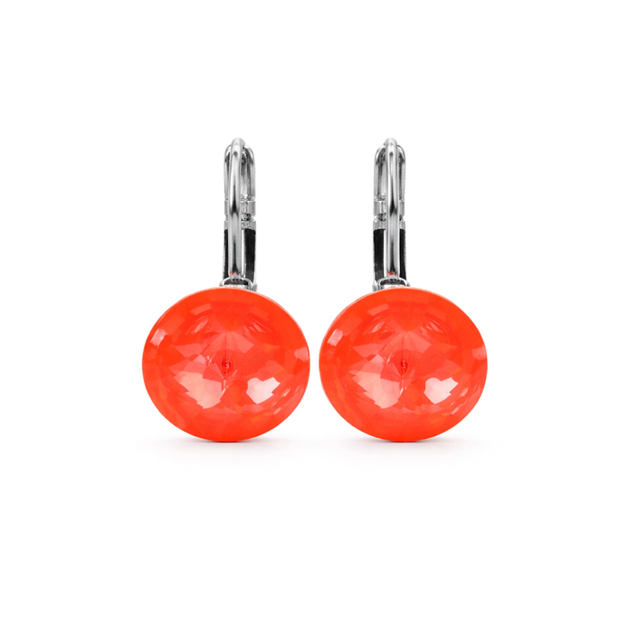 Round Rivoli Lever-Back Drop Earrings - Oragne