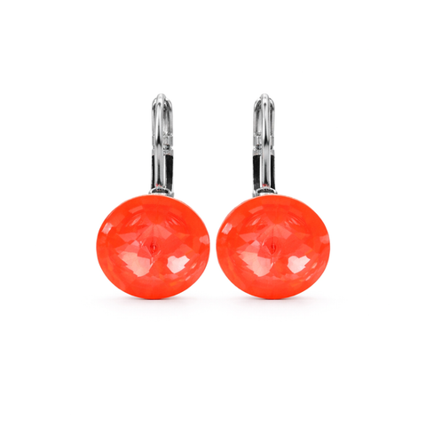 Round Rivoli Lever-Back Drop Earrings - Oragne