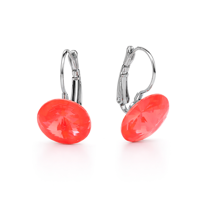 Round Rivoli Lever-Back Drop Earrings - Oragne