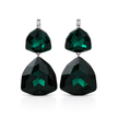Emerald Green Double Cushion Lever-Back Drop Earrings
