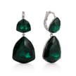 Emerald Green Double Cushion Lever-Back Drop Earrings