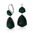 Emerald Green Double Cushion Lever-Back Drop Earrings
