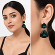 Emerald Green Double Cushion Lever-Back Drop Earrings