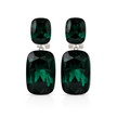 Emerald Green Double Cushion Lever-Back Drop Earrings