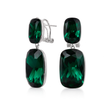 Emerald Green Double Cushion Lever-Back Drop Earrings