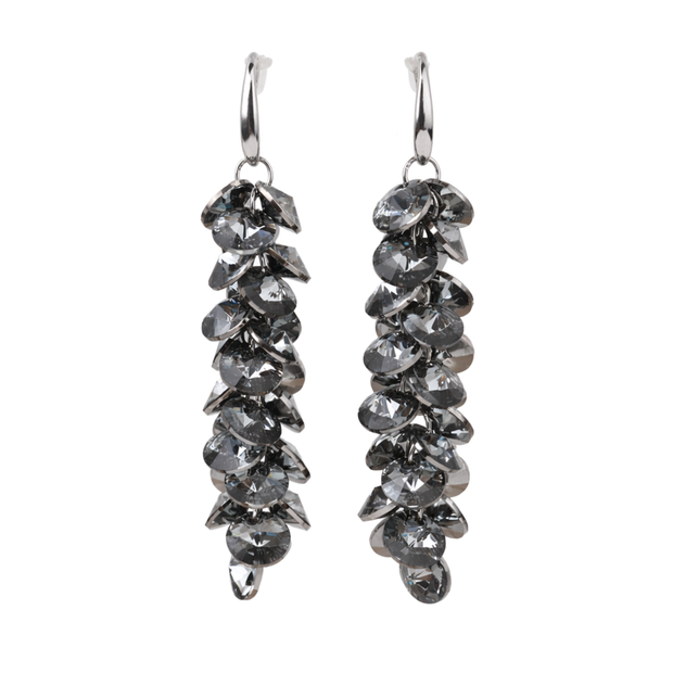 Black Cascading Grape Cluster Drop Earrings