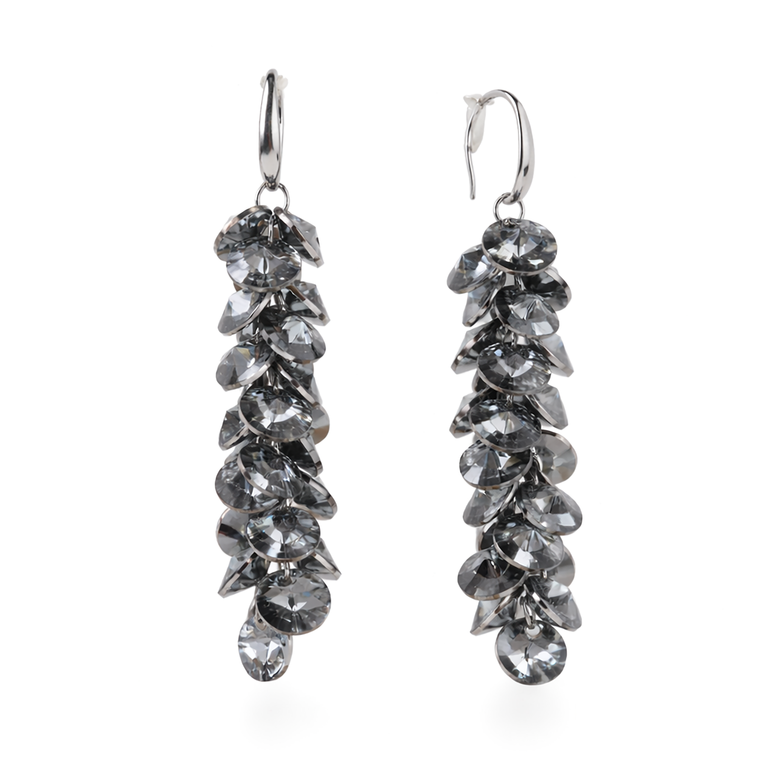 Black Cascading Grape Cluster Drop Earrings