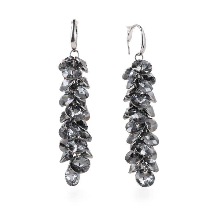 Black Cascading Grape Cluster Drop Earrings