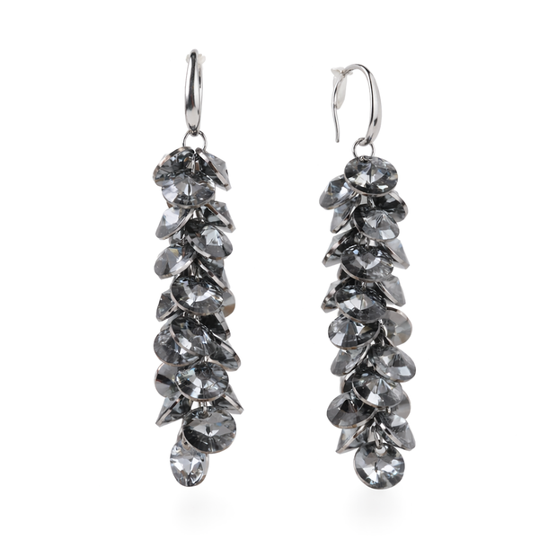 Black Cascading Grape Cluster Drop Earrings
