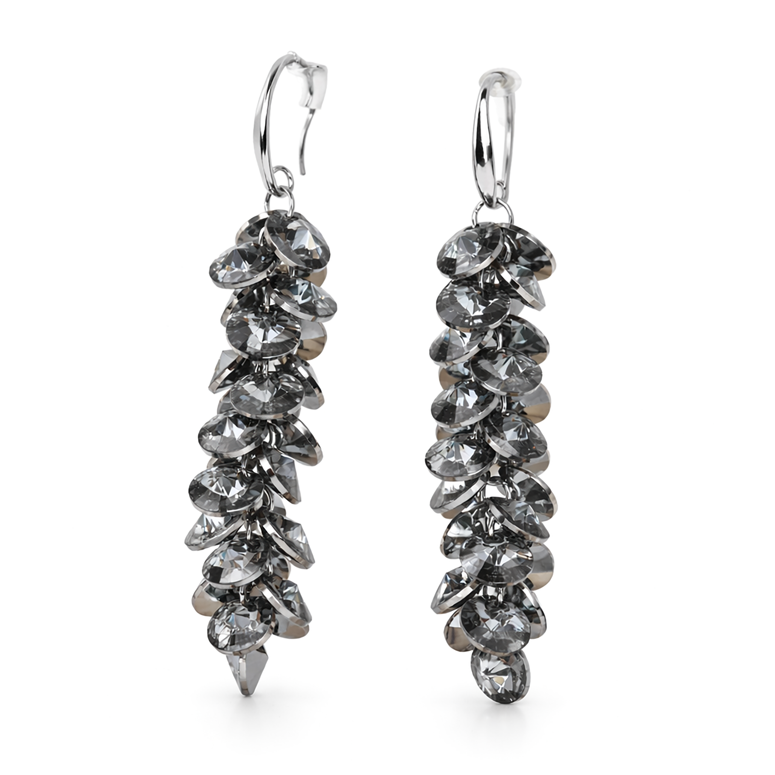 Black Cascading Grape Cluster Drop Earrings
