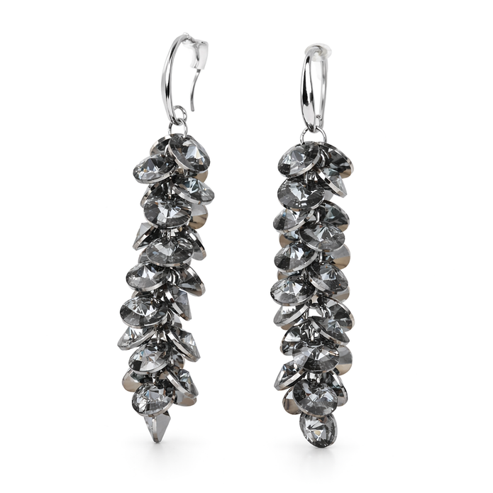Black Cascading Grape Cluster Drop Earrings