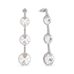 Clear Rivoli Triple Crystal Silver Drop Earrings