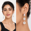 Clear Rivoli Triple Crystal Silver Drop Earrings