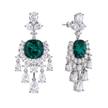 Emerald Green Cushion Crystal Chandelier Drop Earrings