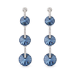 Deep Blue Rivoli Triple Crystal Drop Earrings