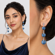 Deep Blue Rivoli Triple Crystal Drop Earrings