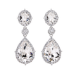 Clear Crystal Oval Halo Teardrop Drop Earrings