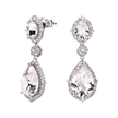 Clear Crystal Oval Halo Teardrop Drop Earrings