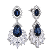 Deep Blue Oval Crystal Fan Drop Earrings
