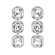 Clear Asscher Crystal Triple Statement Drop Earrings