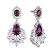 Amethyst Oval Crystal Petal Fan Drop Earrings