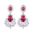 Fuchsia Oval Crystal Marquise Fan Drop Earrings