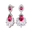 Fuchsia Oval Crystal Marquise Fan Drop Earrings