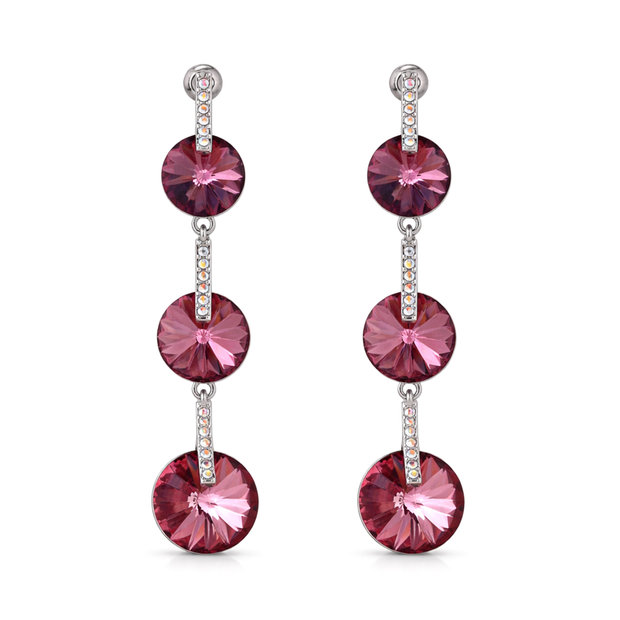 Mauve Rivoli Triple Round Crystal Drop Earrings