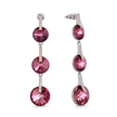 Mauve Rivoli Triple Round Crystal Drop Earrings