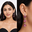 Mauve Rivoli Triple Round Crystal Drop Earrings