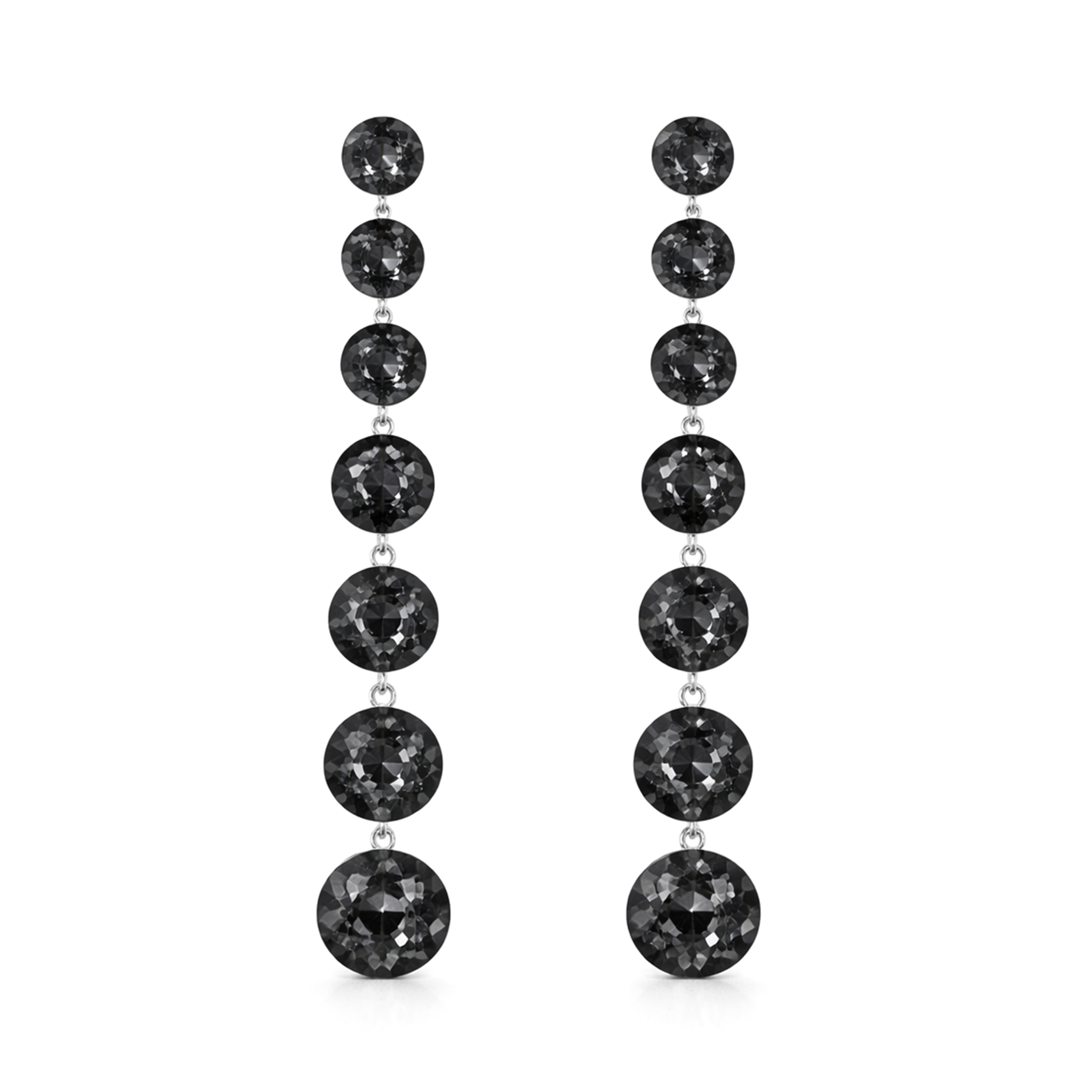 Black Crystal Graduated Round Drop Earrings