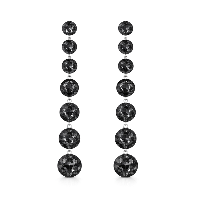 Black Crystal Graduated Round Drop Earrings