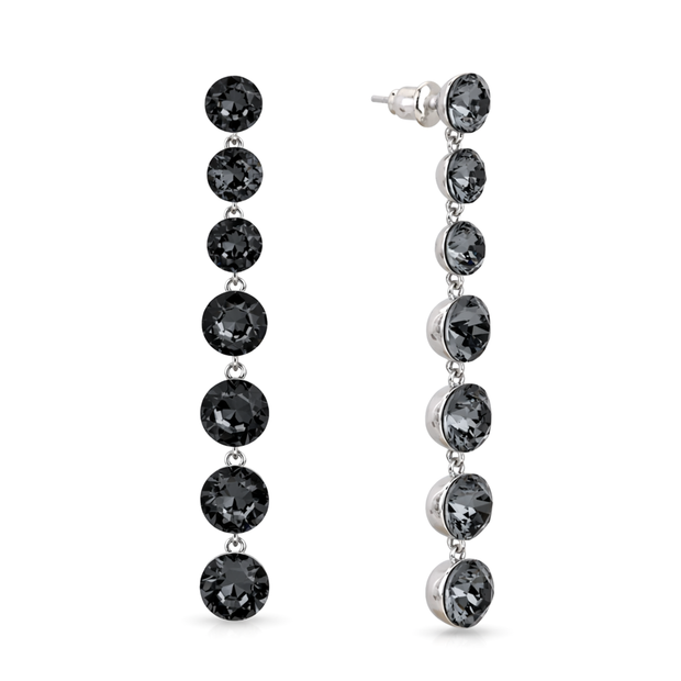 Black Crystal Graduated Round Drop Earrings