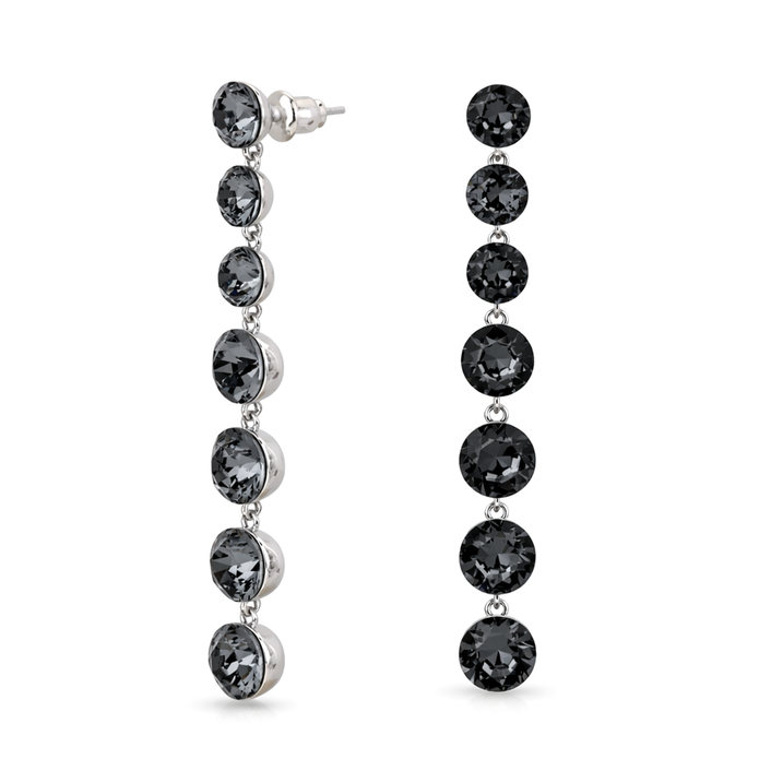 Black Crystal Graduated Round Drop Earrings