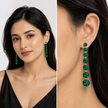 Emerald Green Graduated Round Crystal Drop Earrings
