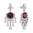 Amethyst Cushion Crystal Silver Chandelier Drop Earrings