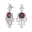 Amethyst Cushion Crystal Silver Chandelier Drop Earrings