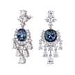 Deep Blue Cushion Crystal Chandelier Drop Earrings