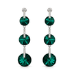 Emerald Green Rivoli Triple Crystal Drop Earrings