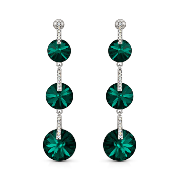 Emerald Green Rivoli Triple Crystal Drop Earrings