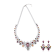 Emerald Garden Statement Necklace Set - Burgundy